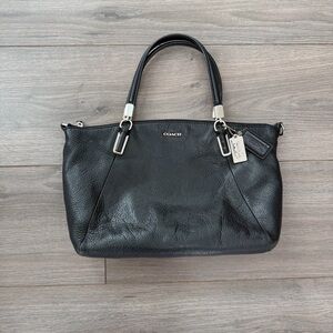 Coach Madison Kelsey Satchel Black Pebbled Leather Bag /purse
